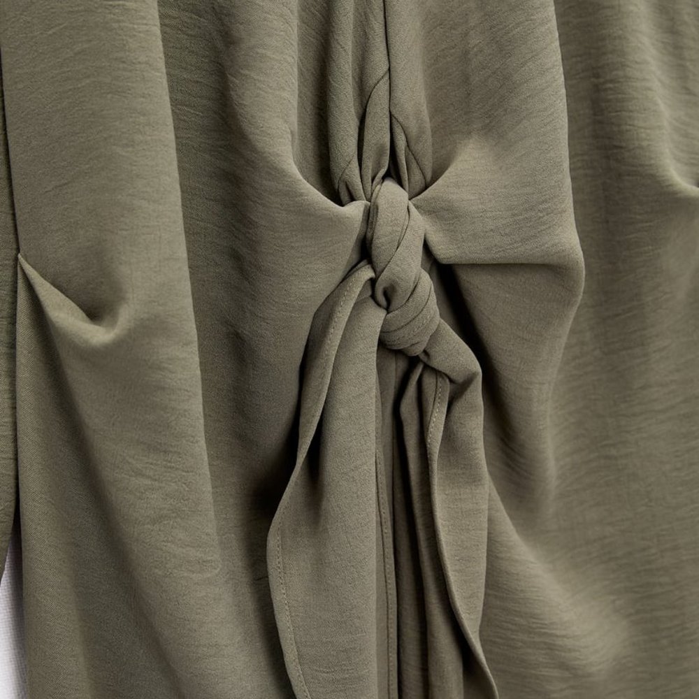 NWT Zara khaki front nkot midi casual dress/Zara loose fitted dress - Picture 2 of 8